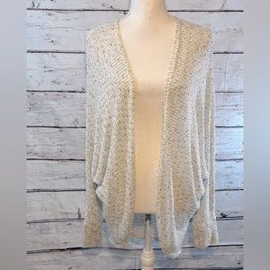 FRESHMAN Open Front Cardigan Loose Knit White/Black-Medium